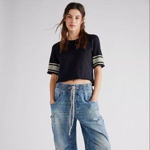Free People Modern Love Pull-On Jeans Blue Wave Combo Size S
